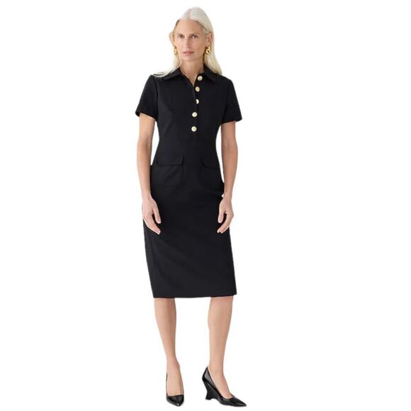 J. Crew Dresses & Skirts - J Crew Collared sheath dress in bi-stretch wool blend Size 14 Black